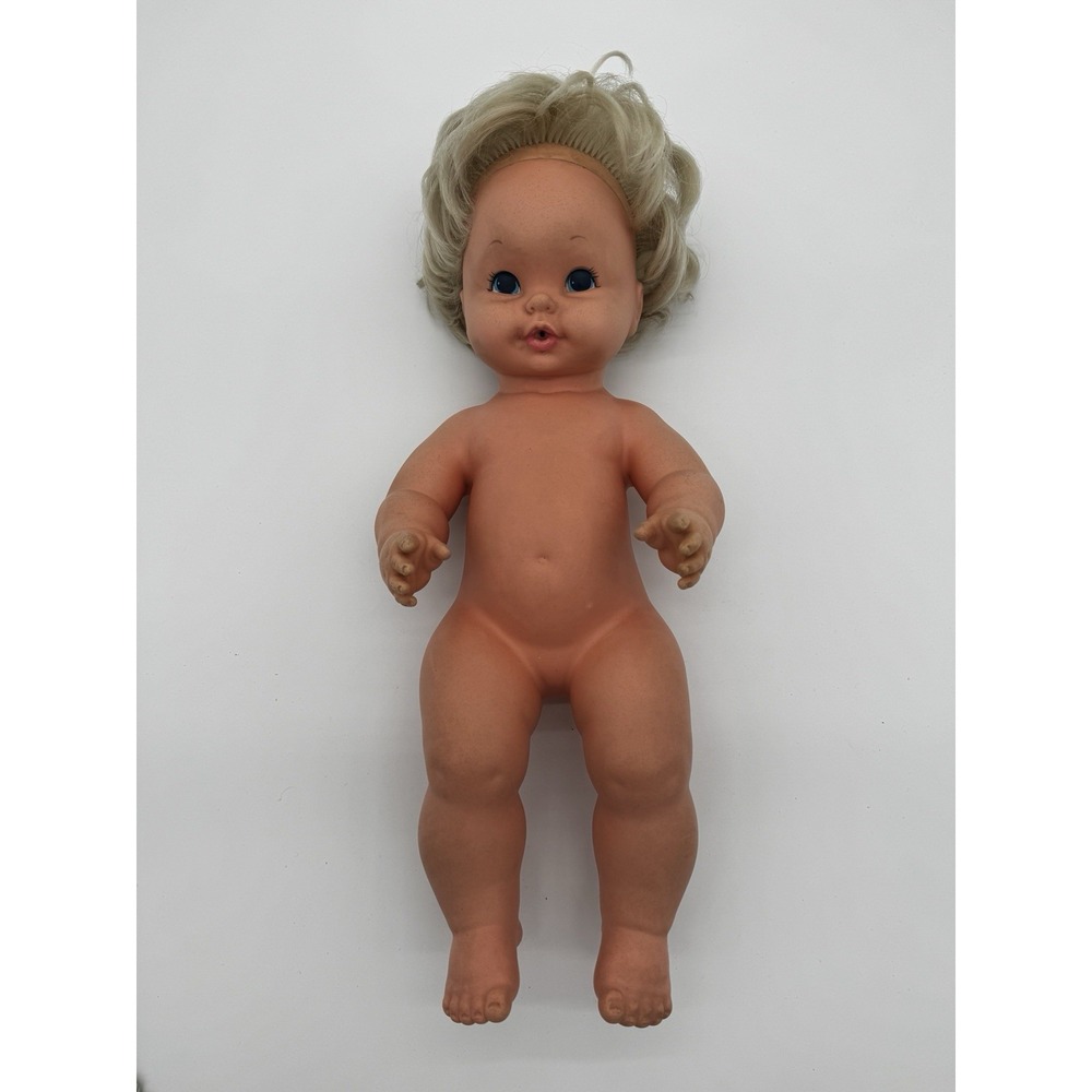 Vtg 1969 Mattel‎ Baby Tenderlove Rubber Doll Drinks Wets Blonde Blue Eye Soft